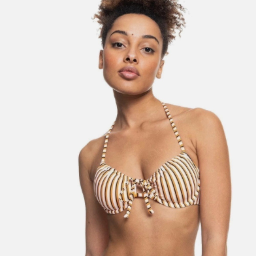 ROXY Sexy Flirty Resort Vacation Retro Y2K Tie Front Bikini Cinche Bottom Bikini - Picture 2 of 7